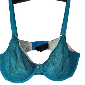 Natori‎ 34C Blue Lightweight Demi Bra Underwire Minimalist Smooth Lingerie